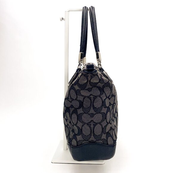 COACH Signature Kelsey Satchel Smoke/Black Crossbody Bag - Picture 8 of 16